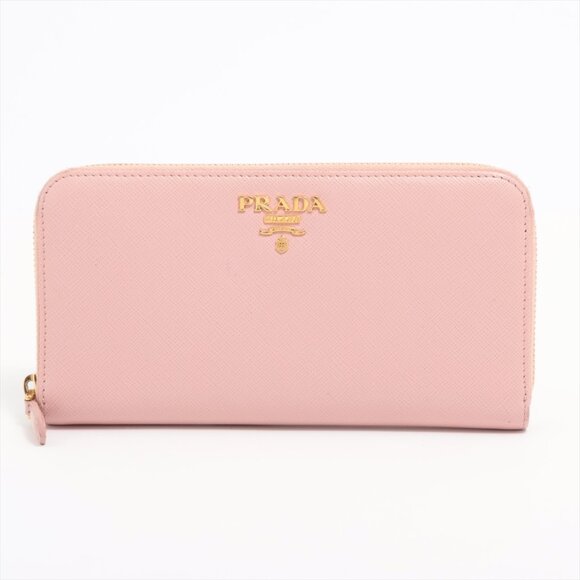 Prada Accessories - SOLD OUT Prada Saffiano Metal 1ML506 Leather Round-Zip-Wallet Pink